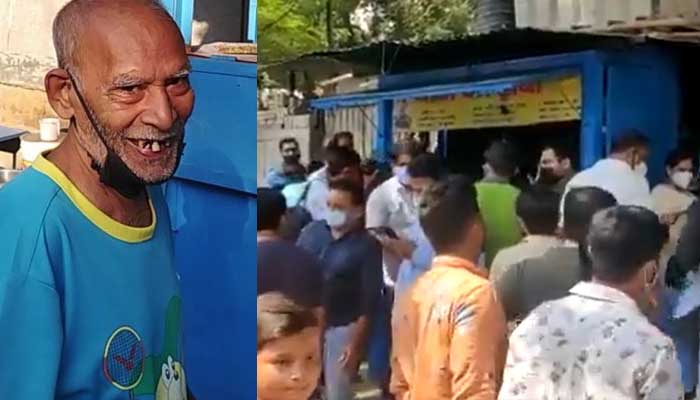 दिल्ली वालों ने दिखाया दिल &Quot;बाबा का ढाबा&Quot; पर लगी मटर पनीर खाने वालों की लम्बी लाइन