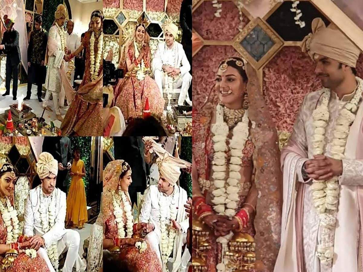 काजल अग्रवाल की शादी की पहली तस्वीर आई सामने, पति गौतम किचलू को जयमाल पहनाते दिखी अभिनेत्री