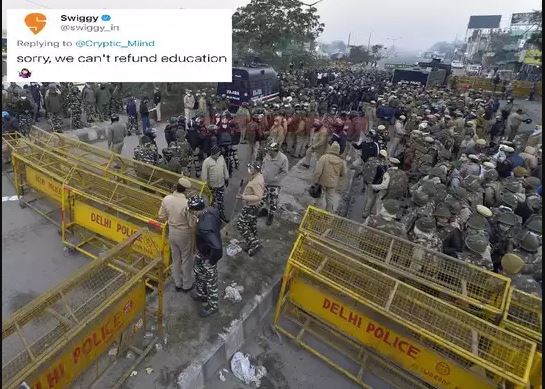 किसान आंदोलन के बीच अब वायरल हुआ स्विगी का मजेदार ट्वीट, आप भी देखिए