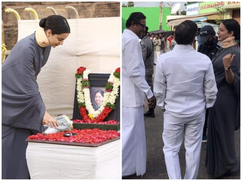 कंगना रनौत की 'थलाइवी' के सेट से तस्वीरें वायरल ,जयललिता की पुण्यतिथि पर दी श्रद्धांजलि