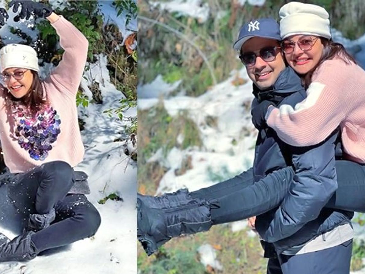 काजल अग्रवाल के लिए खास रहा नया साल , पति के साथ बर्फ में मस्ती करती दिखी एक्ट्रेस