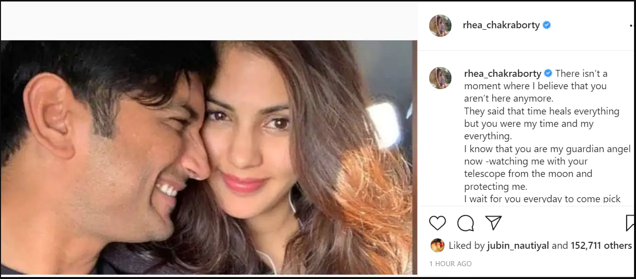 सुशांत को याद कर भावुक हुईं रिया चक्रवर्ती, लिखा- आंखे नम कर देने वाला संदेश