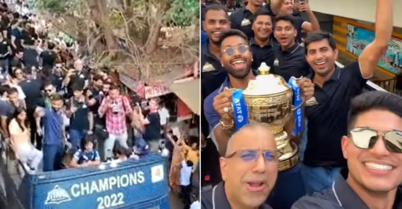 अहमदाबाद की सड़कों पर उमड़ी भीड़, Gujarat Titans ने फैंस के साथ इस अंदाज में मनाया जश्न
