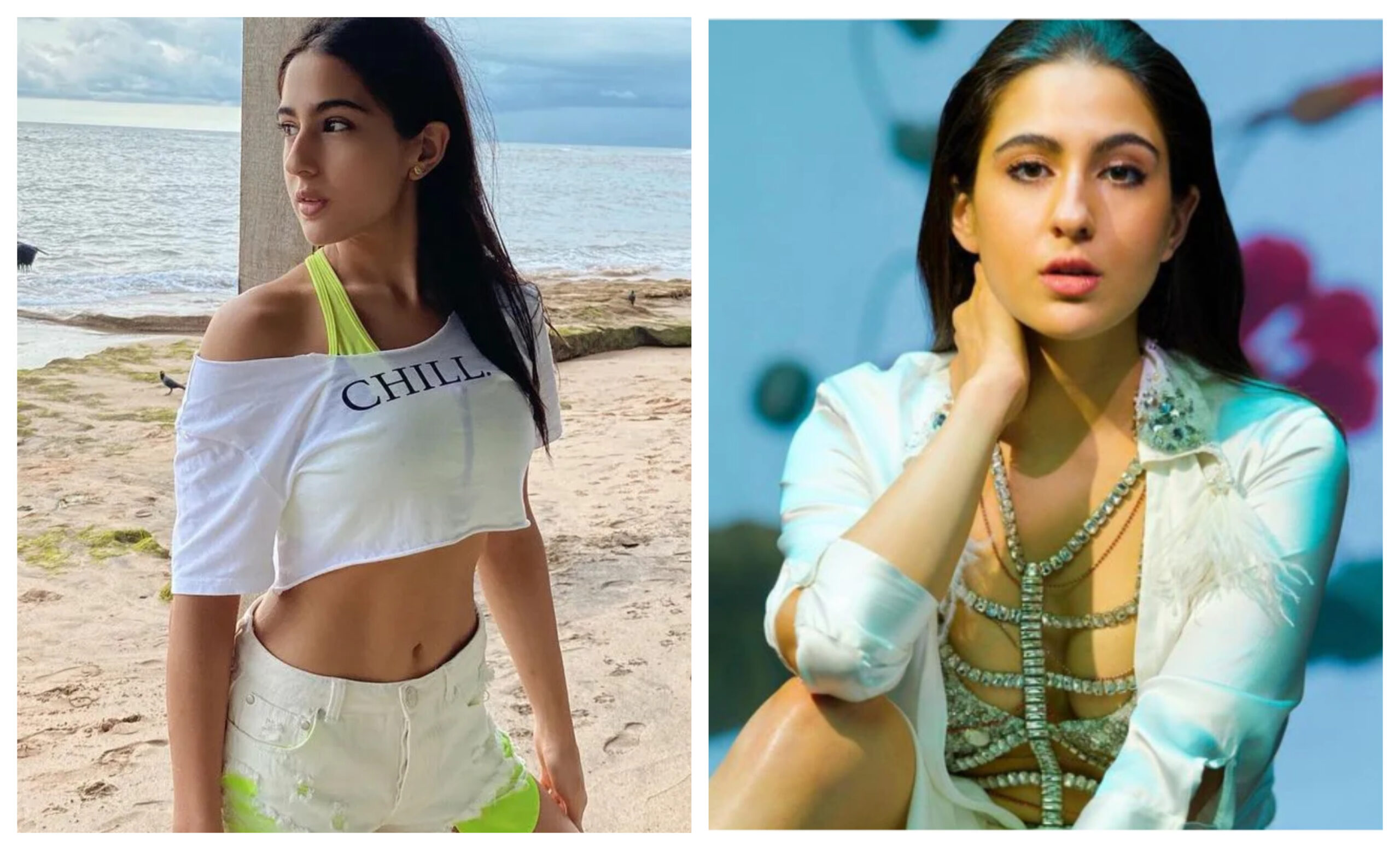 Sara Ali Khan ने सोशल मीडिया पर मचाया तहलका, शर्ट के बटन खोल आई सामने