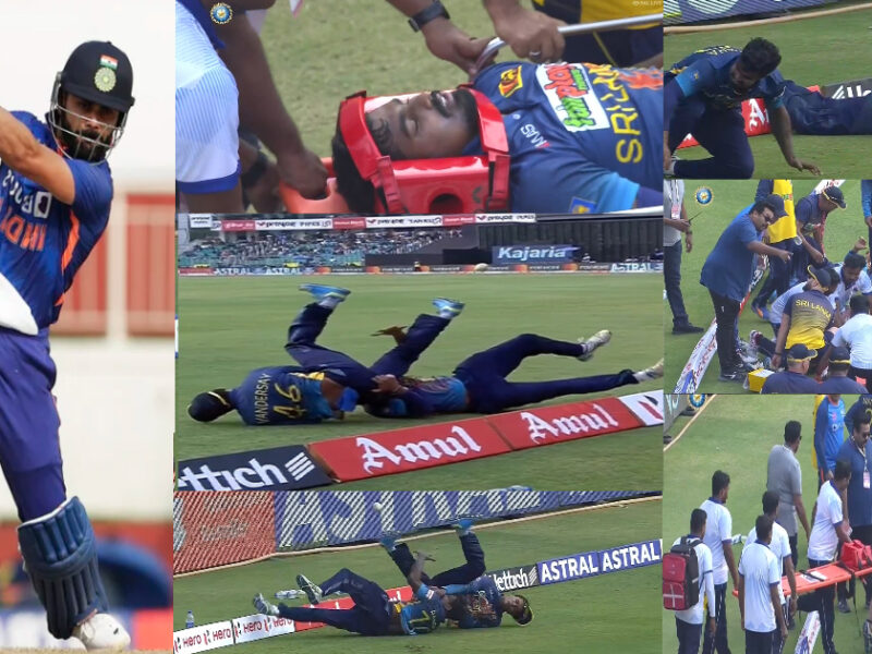 Video: विराट का शतक रोकने में लगी होड़ के बीच घायल हुए श्रीलंकाई खिलाड़ी, स्ट्रेचर पर दोनों को अस्पताल पहुंचाया गया∼