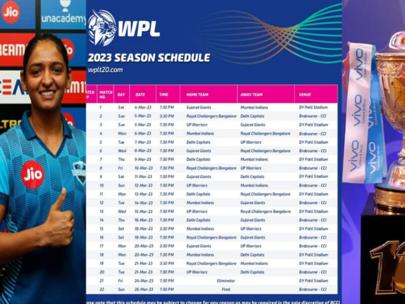 Wpl 2023 : विमेंस आईपीएल शेड्यूल हुआ जारी, देखें कब और कहां खेले जाएंगे सभी मैच