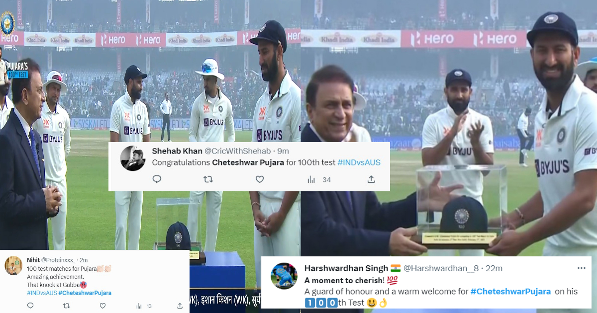 100वें टेस्ट मैच पर Cheteshwar Pujara का हुआ सम्मान, रवि शास्त्री ने हाथों में थमाई ट्रॉफी, साथियों खिलाड़ियों ने बजाई तालियां ∼