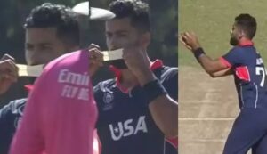अमेरिकी और केकेआर के खिलाड़ी अली खान ने मुंह पर पट्टी लगाकर मनाया विकेट लेने का जश्न, Video हुआ वायरल 2 अमेरिकी और केकेआर के खिलाड़ी अली खान ने मुंह पर पट्टी लगाकर मनाया विकेट लेने का जश्न, Video हुआ वायरल