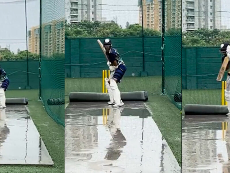 Team India Player Mayank Agarwal Doing Batting Practice In The Rain Video Went Viral