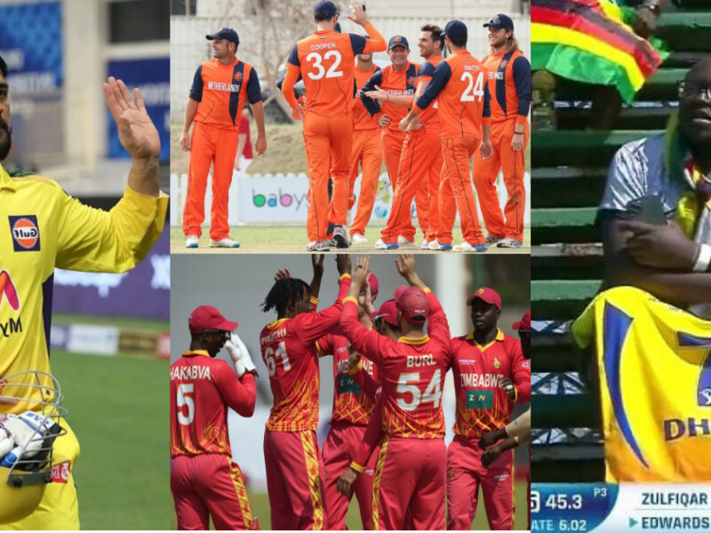 A Fan Carrying Ms Dhoni'S Jersey Dominated The Netherlands-Zimbabwe Match