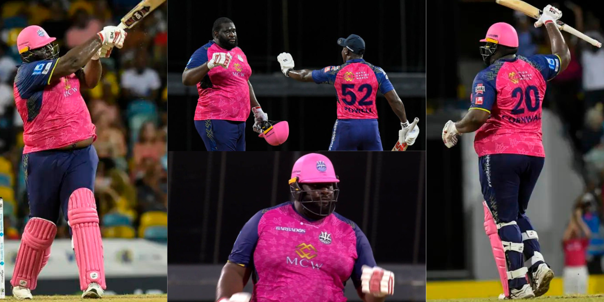 140 Kg Rahkeem Cornwall Hits Century In Just 45 Balls In Cpl 2023