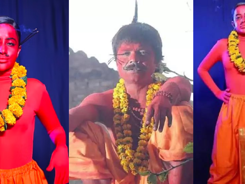 Uorfi-Javed-Copied-Chhota-Pandit-Look-Of-Bhool-Bhulaiyaas-Rajpal-Yadav-In-Halloween-Look