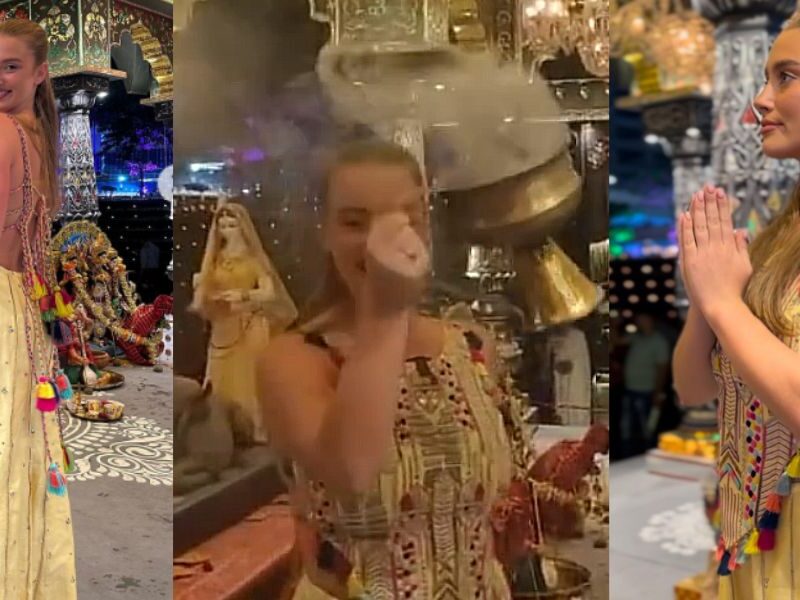 Matthew-Hayden-Daughter-Grace-Hayden-Seen-In-Kolkata-Durga-Puja-Pandal-Celebrating-Durga-Puja