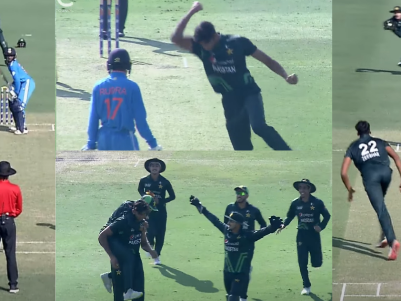 Ind-Vs-Pak-Mohammad-Zeeshan-Showed-Punch-To-Indian-Batter-Rudra-Patel-Video Went Viral
