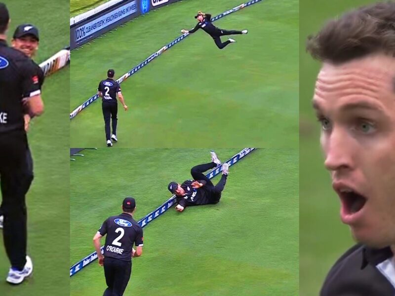 Will Young Took The Best Catch Of Cricket Jumping 5 Feet In The Air Caught The Ball Just A Few Inches From The Boundary