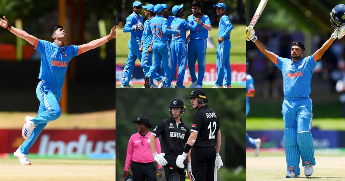 Team India Beats New Zealand By 214 Runs In Under-19 World Cup 2024