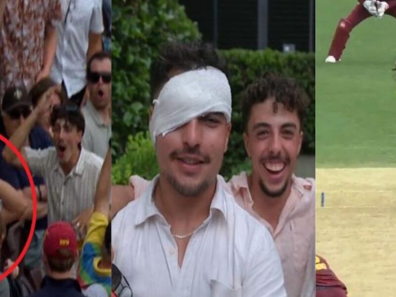 Aus-Vs-Wi-During The Match, The Ball Hit The Spectator'S Eye And The Spectator Got Injured.