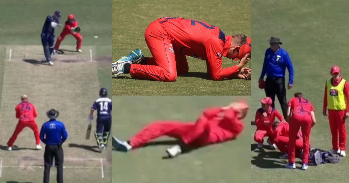 In The Marsh Cup, The Ball Hit The Player'S Face And He Got Injured And Fell On The Ground. Video Went Viral.