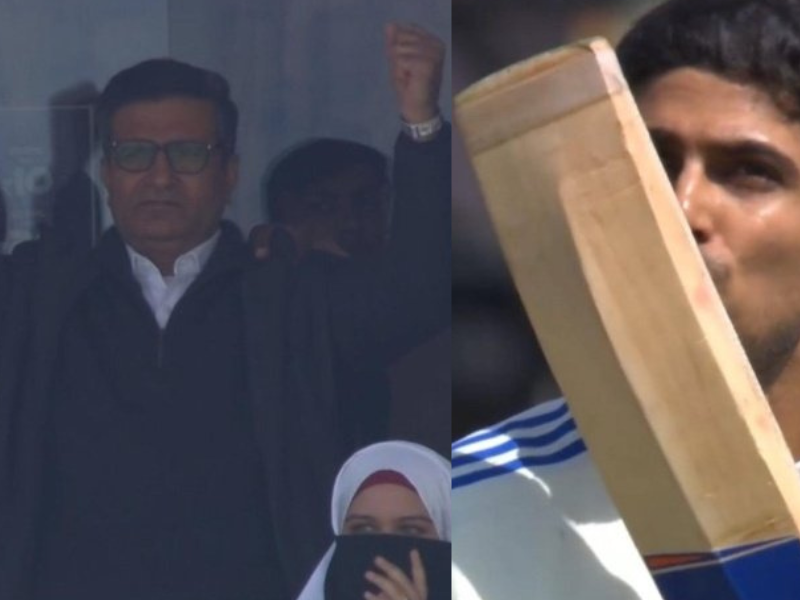 Shubman-Gill-Scored-A-Stormy-Century-Against-England-His-Father-Showed-His-Love-With-A-Flying-Kiss-Video-Went-Viral