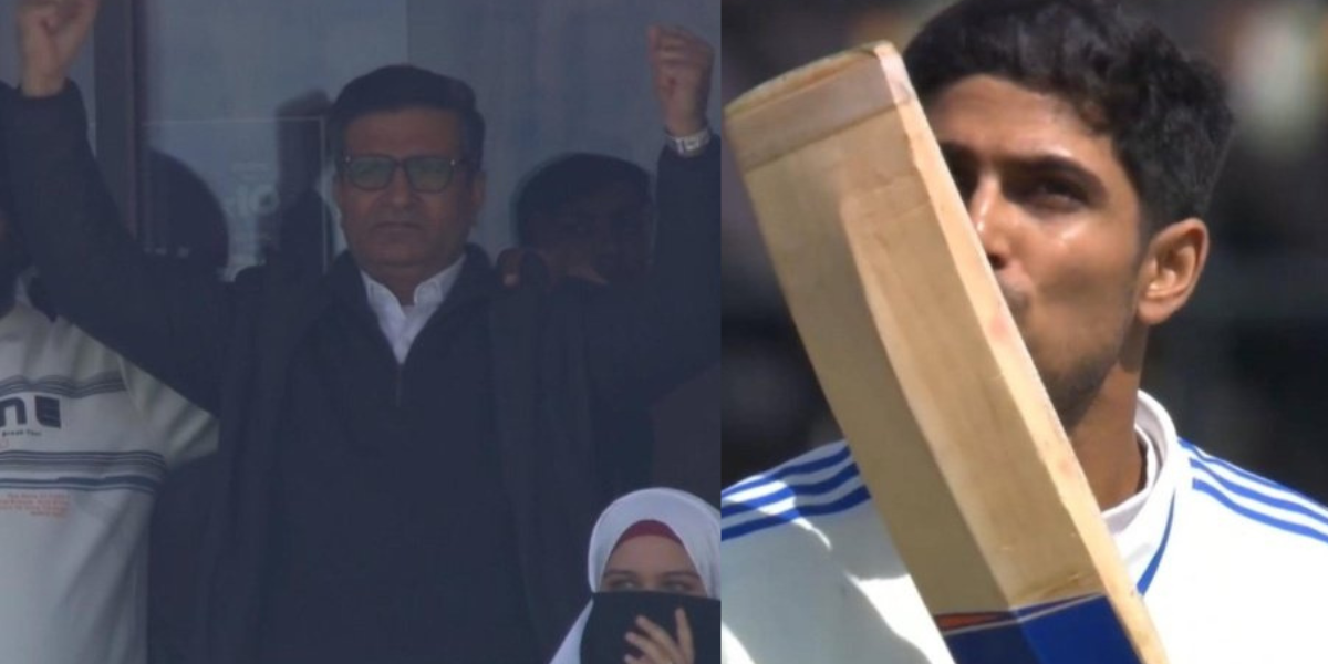 Shubman-Gill-Scored-A-Stormy-Century-Against-England-His-Father-Showed-His-Love-With-A-Flying-Kiss-Video-Went-Viral