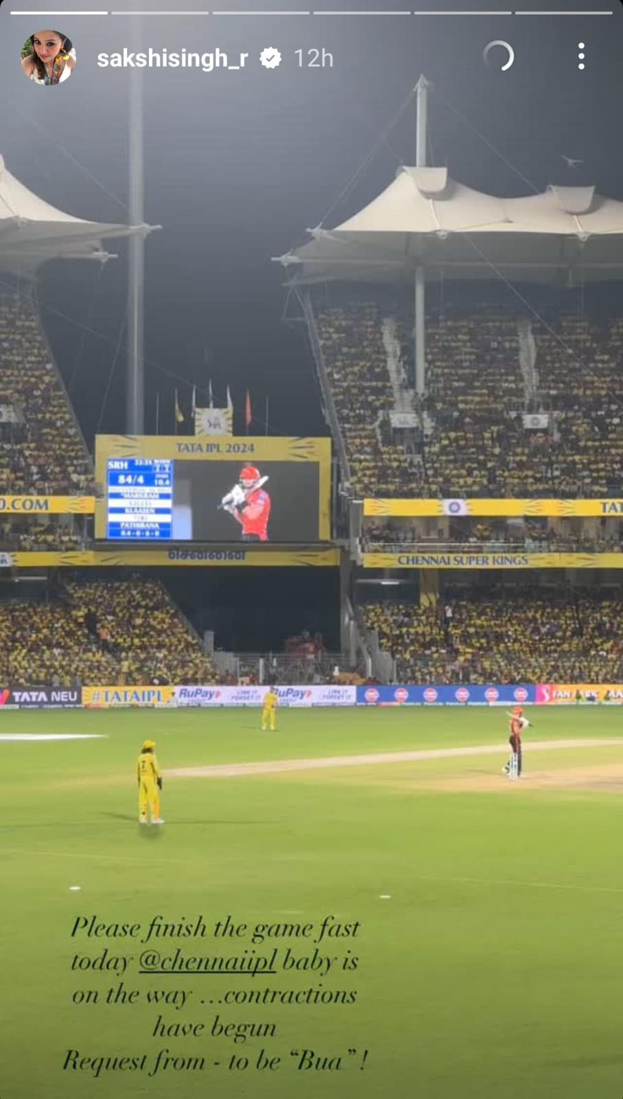 Ms Dhoni Wife Sakshi Dhoni Instagram Story During Csk Vs Srh Match