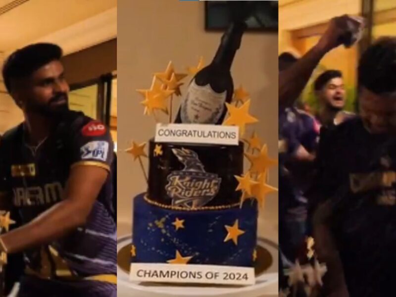After Winning The Ipl 2024 Trophy, Kolkata Knight Riders Team Celebrated Sunil Narine'S Birthday In A Unique Way In The Hotel, Video Went Viral.