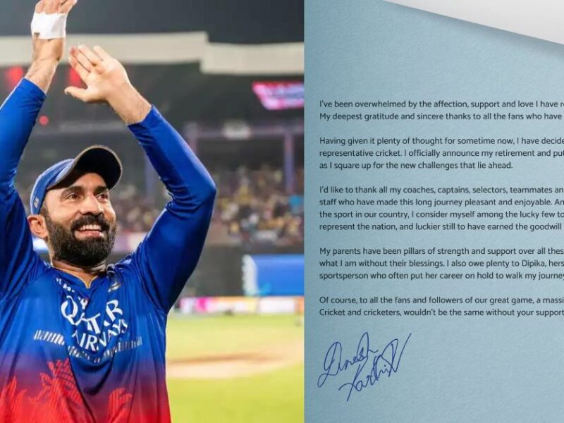 39-Year-Old Veteran Indian Wicketkeeper Batsman Dinesh Karthik Officially Retired By Sharing An Emotional Note
