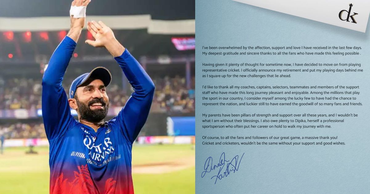 39-Year-Old Veteran Indian Wicketkeeper Batsman Dinesh Karthik Officially Retired By Sharing An Emotional Note