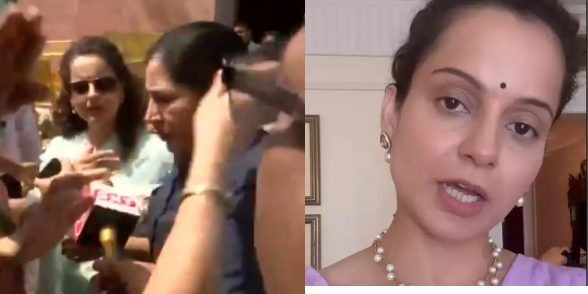 Kangana-Ranaut-Became-Proud-As-Soon-As-She-Became-Bjp-Mp-After-The-Slapping-Incident-The-Actress-Was-Now-Seen-Scuffling-With-The-Media-Video-Viral