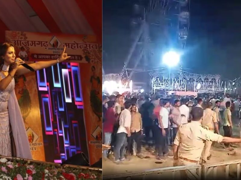 भोजपुरी एक्ट्रेस अक्षरा सिंह के स्टेज पर चढ़ते ही मचा बवाल, भीड़ ने फेंके जूते-चप्पल, वायरल हुआ Video 