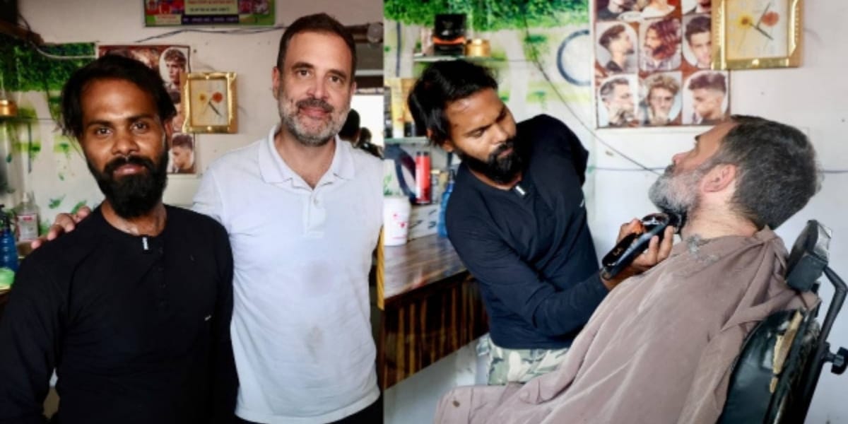 After The Cobbler, Rahul Gandhi Became Kind To The Barber, Gave Him A Valuable Gift Of Cutting Beard And Hair