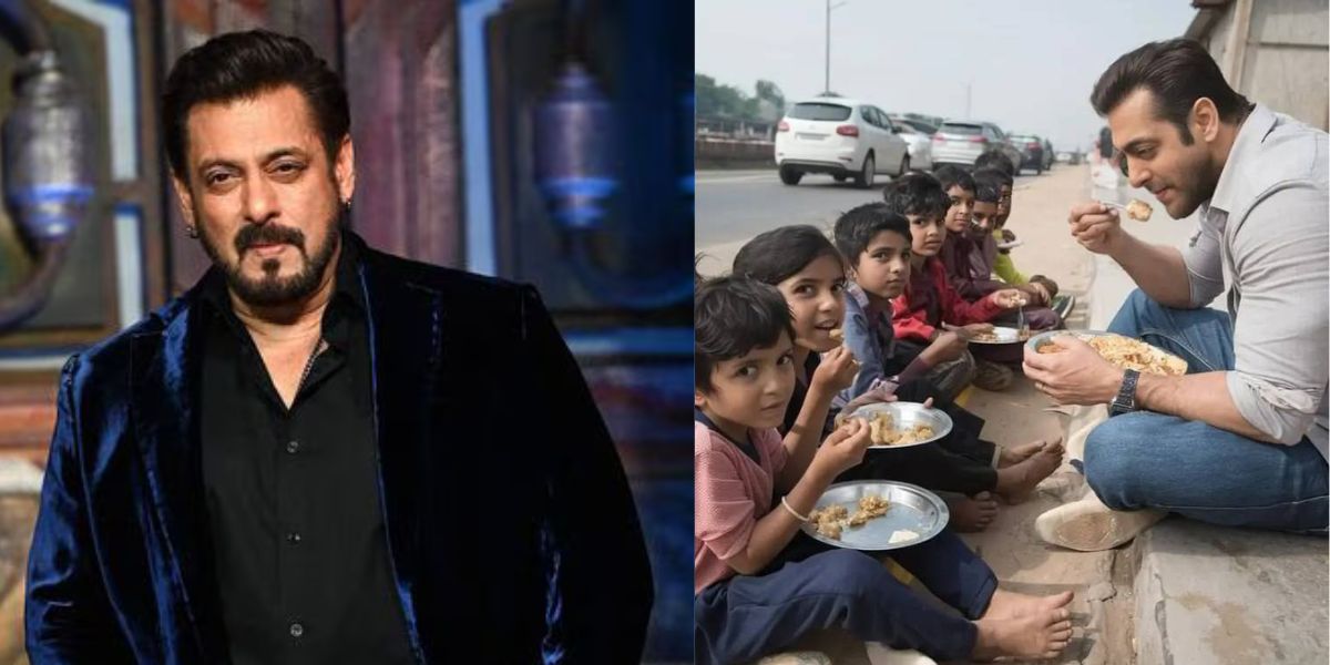 Salman Khan Ate Food Sitting On The Road With Poor Children