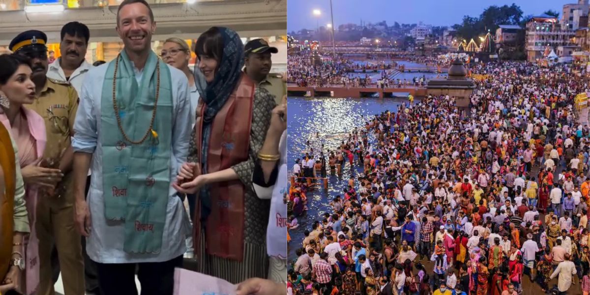 Coldplay'S Lead Singer Chris Martin Took A Dip In The Maha Kumbh Sangam With His Girlfriend Dakota