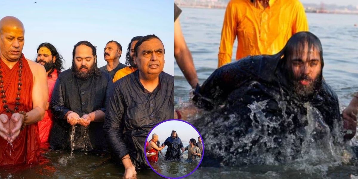 Anant Ambani Could Not Handle His Weight, 4 People Held Him And Helped Him Take A Dip In Maha Kumbh