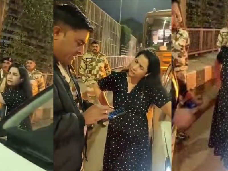 Viral-Video-A Drunk Woman Misbehaved With Itbp Jawans