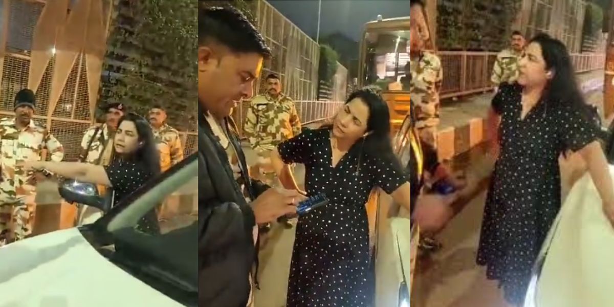 Viral-Video-A Drunk Woman Misbehaved With Itbp Jawans