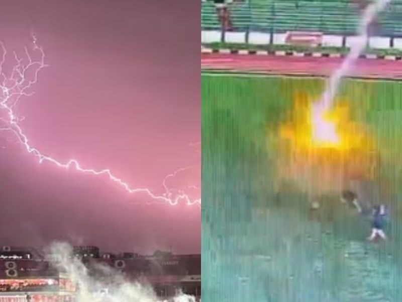 लाइव मैच में दिखा कुदरत का कहर, अम्पायर समेत कई खिलाड़ियों पर गिरी बिजली, खौफनाक Video देख उड़े सभी के होश