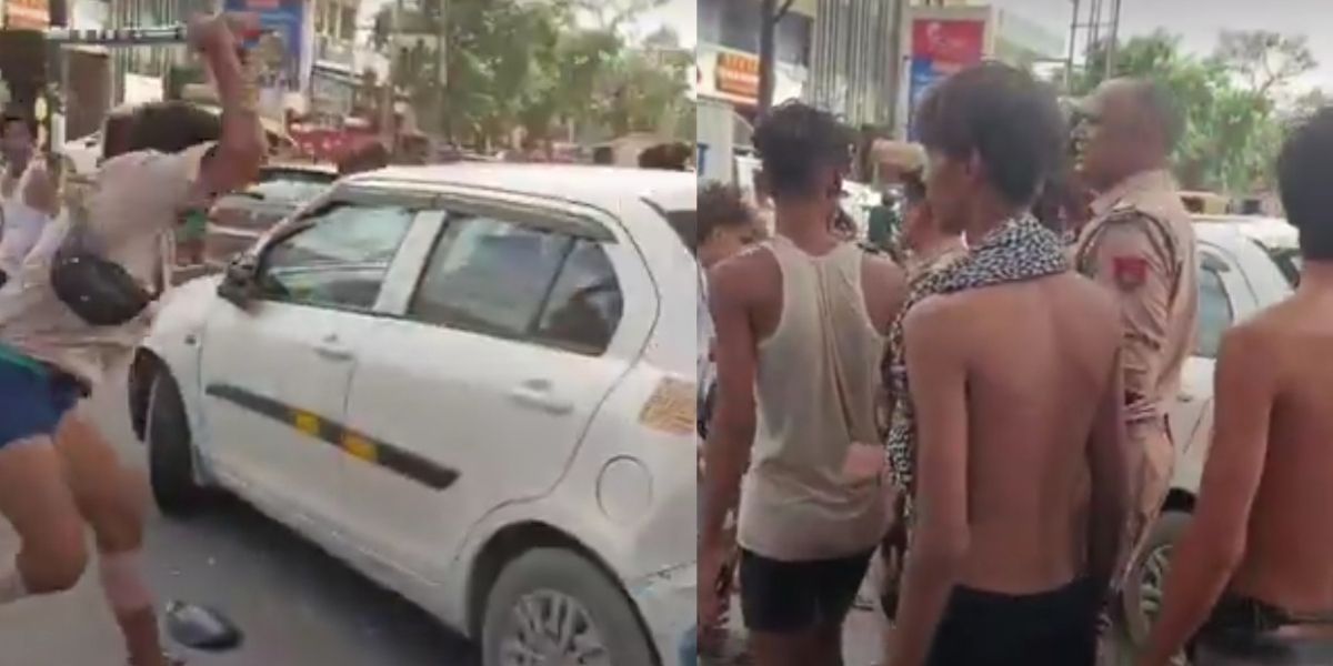 Video-When-The-Vehicle-Touched-The-Kanwar-The-Kanwariya-Got-Angry-Beat-Up-The-Driver-And-Smashed-The-Vehicle