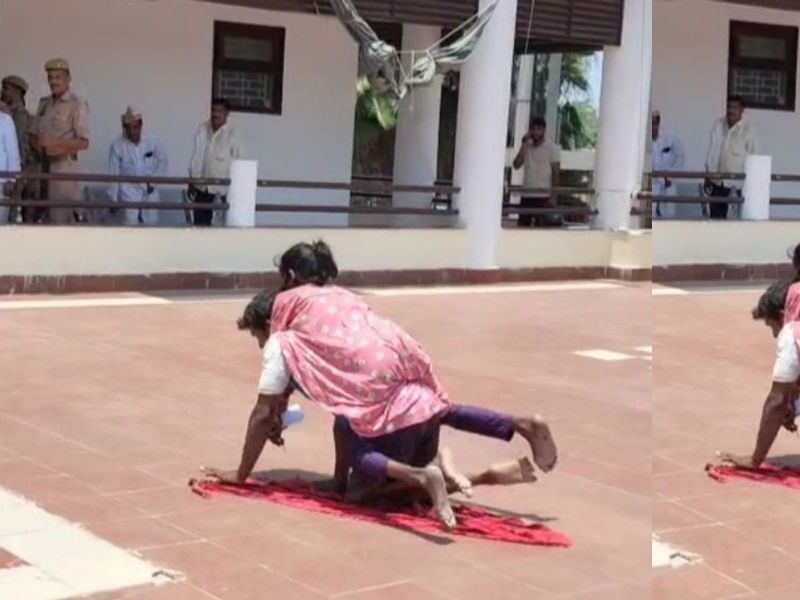 Up-News- Husband Reached Dm Office Carrying His Disabled Wife On His Back