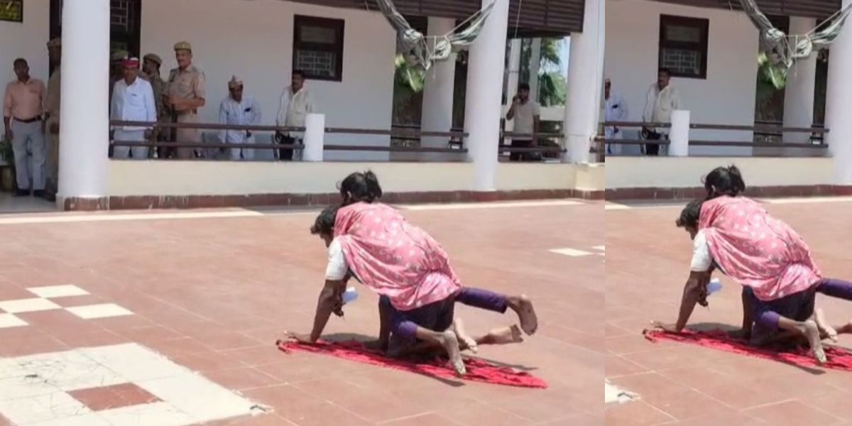 Up-News- Husband Reached Dm Office Carrying His Disabled Wife On His Back