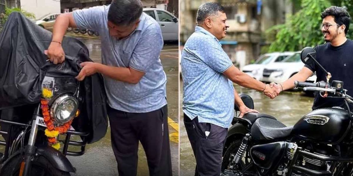 Son Gifts Bike To Dad