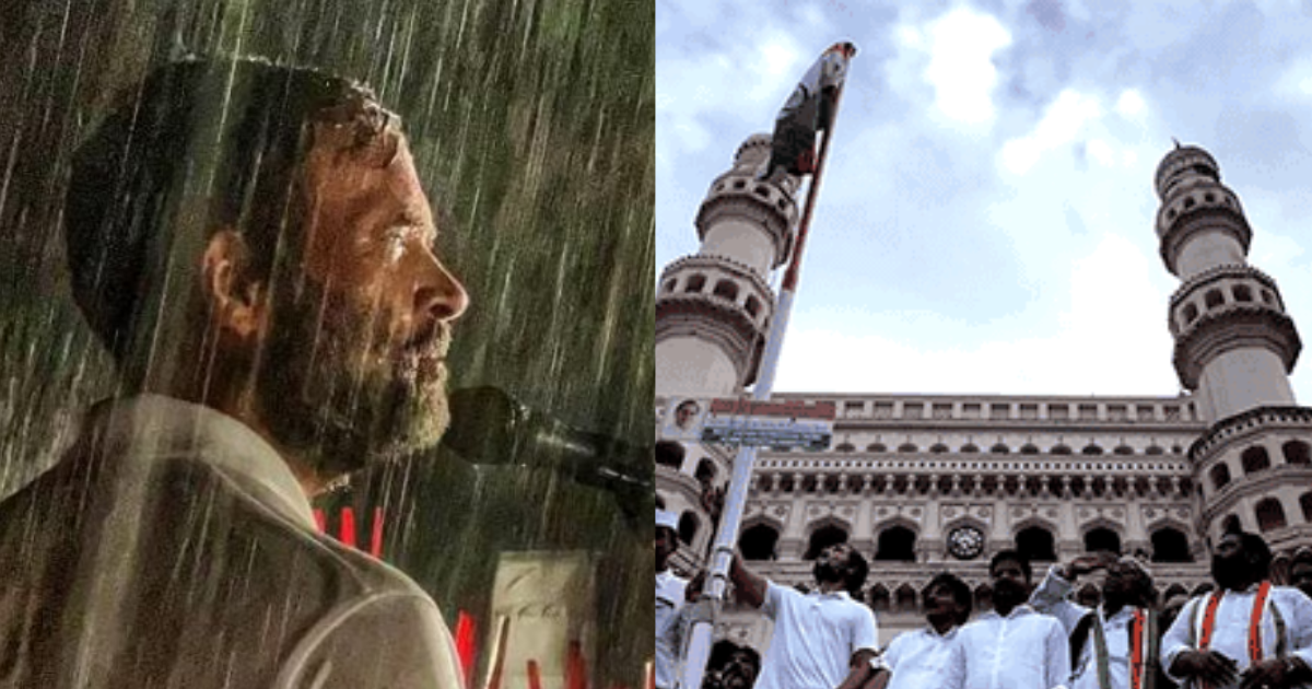 Rahul Gandhi Hoisted The Tricolor At The Congress Headquarters Amidst Heavy Rain